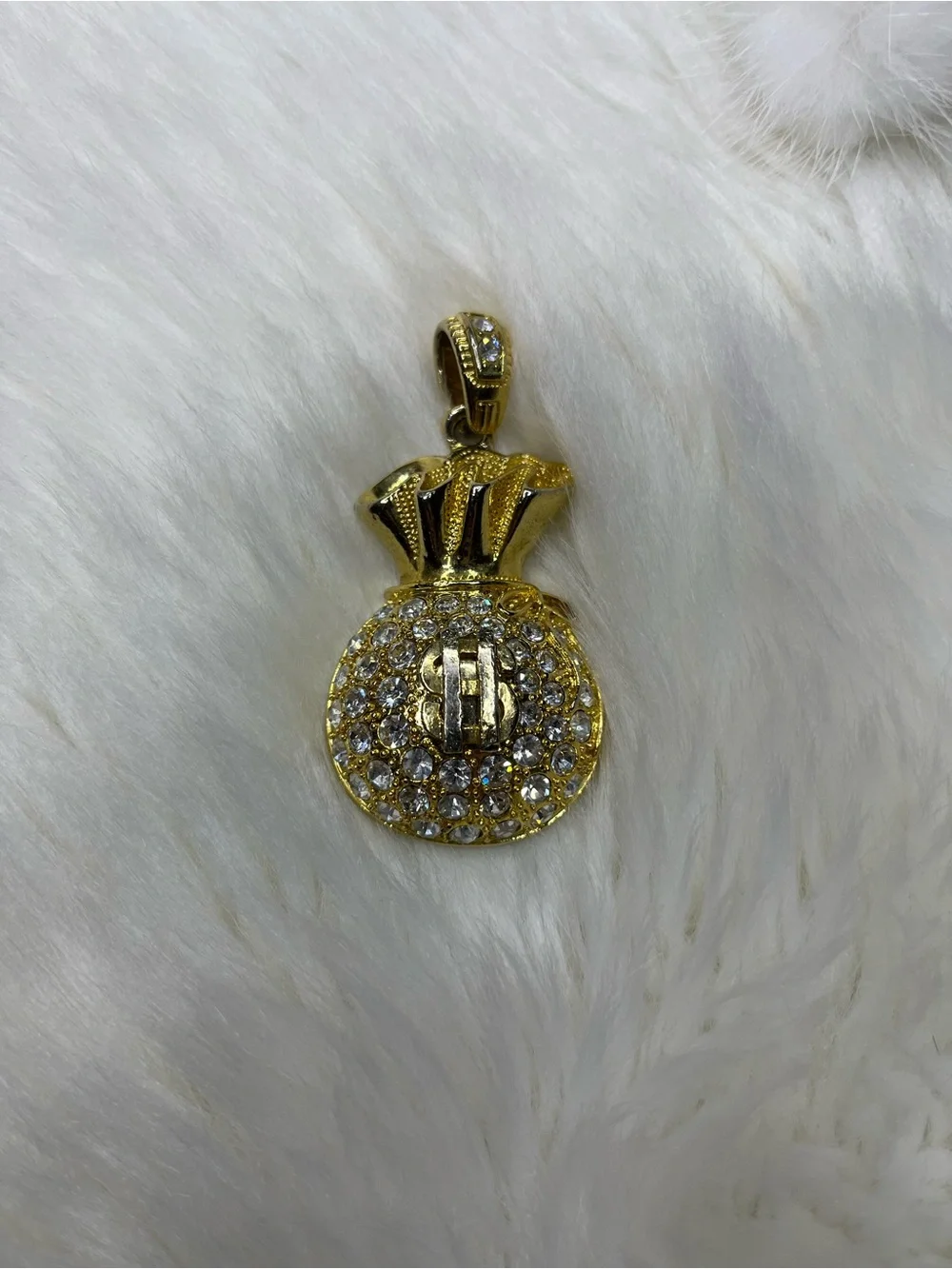 Gold Tone Money Bag Pendant